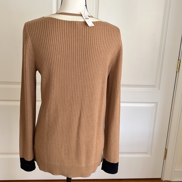 Talbots NWT v neck sweater with contrast color trim - Picture 5 of 7